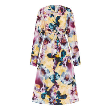 Alia Floral Silk Midi Wrap Dress