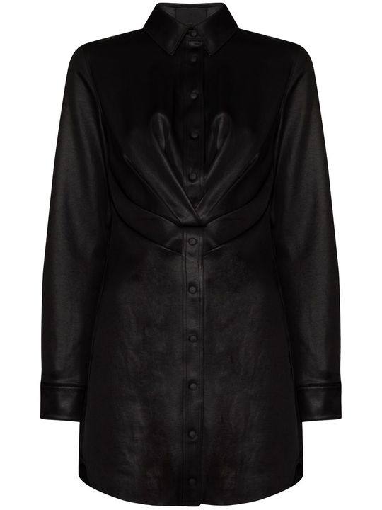 vivienne faux leather button-down dress展示图