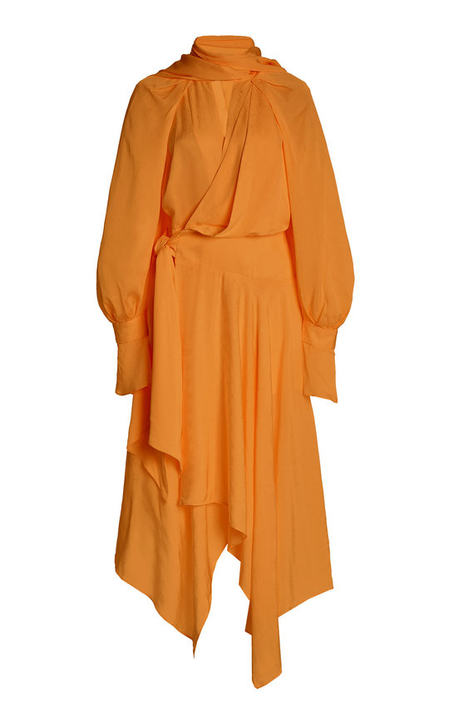 Tilden Draped Georgette Tie-Neck Midi Wrap Dress展示图