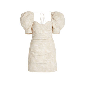 Monroe Puff-Sleeve Cotton-Blend Jacquard Mini Dress