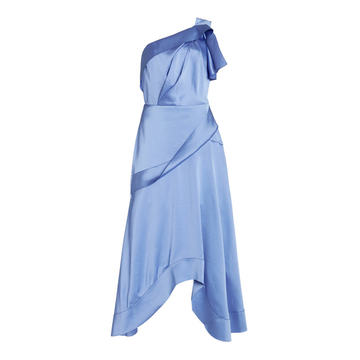 Bonham Draped Satin One-Shoulder Midi Dress