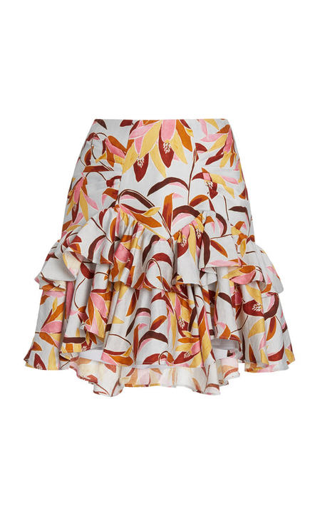 Clarendon Printed Crepe Tiered Mini Skirt展示图