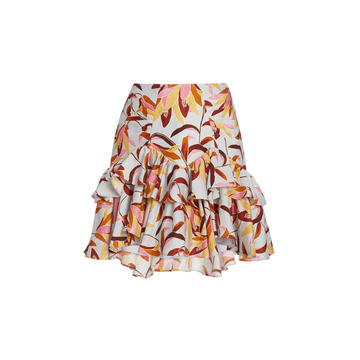 Clarendon Printed Crepe Tiered Mini Skirt