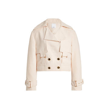 Vermont Buckle-Detailed Linen-Cotton Cropped Jacket