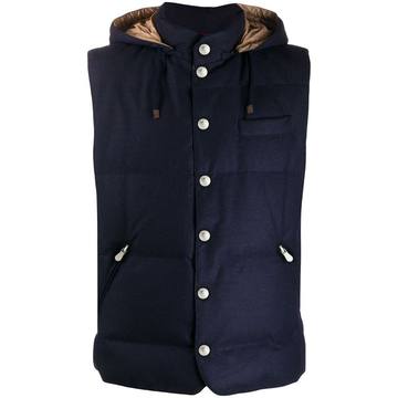 hooded high-neck gilet