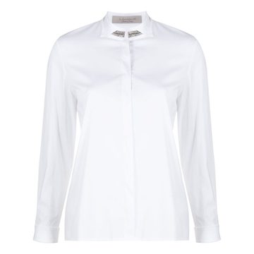 embellished collar long-sleeved shirt