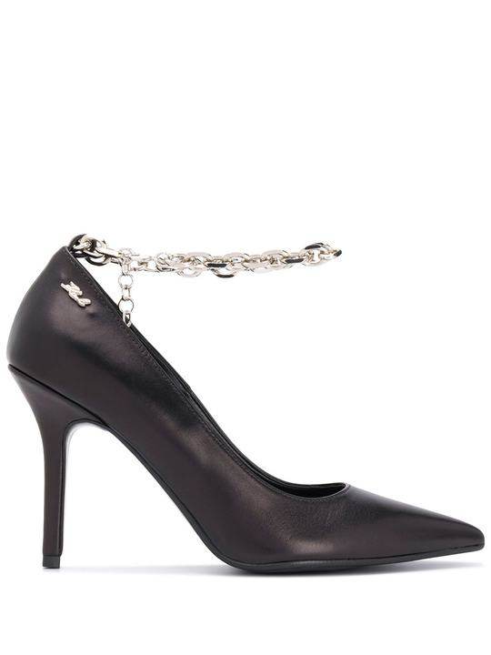 Manoir leather chain-ankle pumps展示图