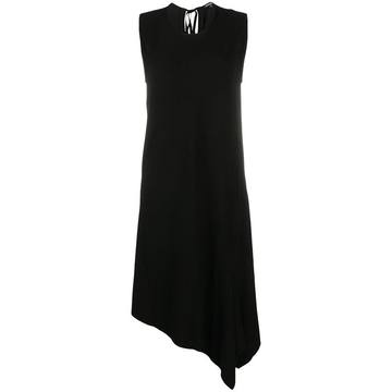 asymmetrical sleeveless midi dress