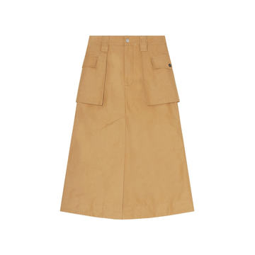 Cotton Canvas Cargo Midi Skirt