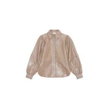 Lamb Leather Button-Up Shirt