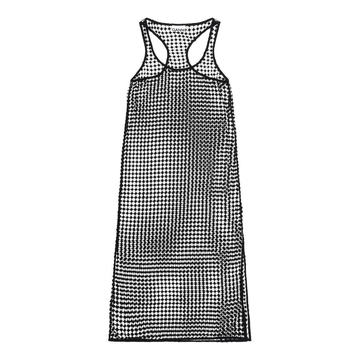 Grid Lace Mesh Maxi Slip Dress