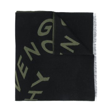 logo print frayed scarf