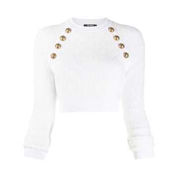 diamond knitted jumper with button detail