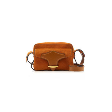 Wasy Leather-Trimmed Suede Shoulder Bag