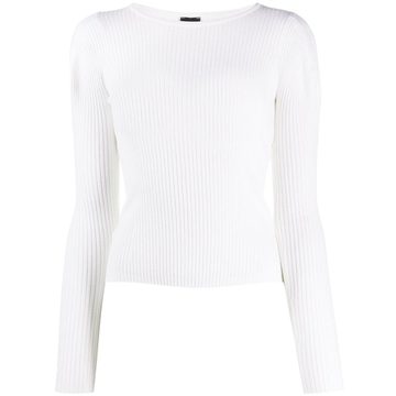 ribbed puff-sleeve top