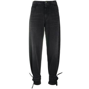 ankle-tie tapered jeans