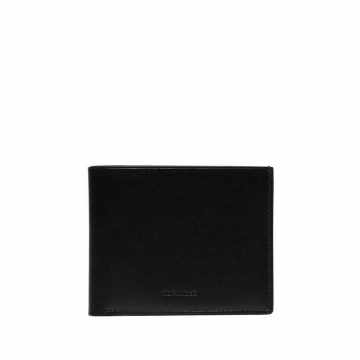 black logo embossed leather wallet