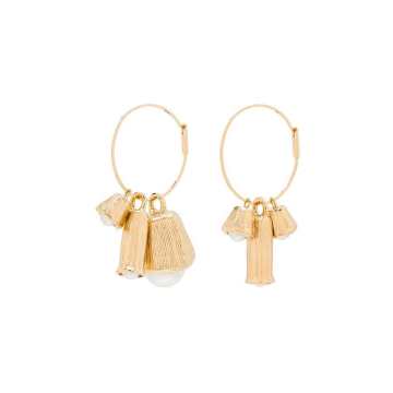 gold tone pearl charm earrings