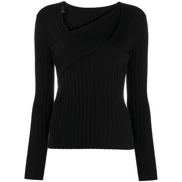 ribbed-knit long sleeved top