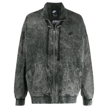high-neck stonewashed bomber jacket