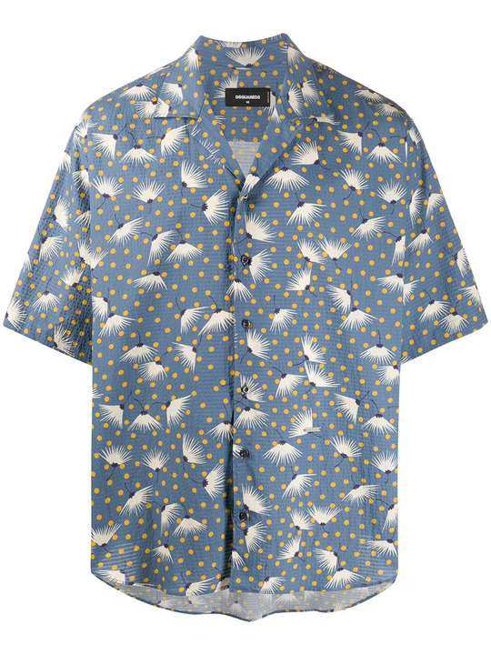 dandelion-print short-sleeved shirt展示图