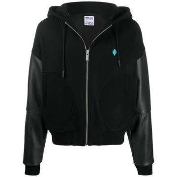 panelled zip-up hoodie