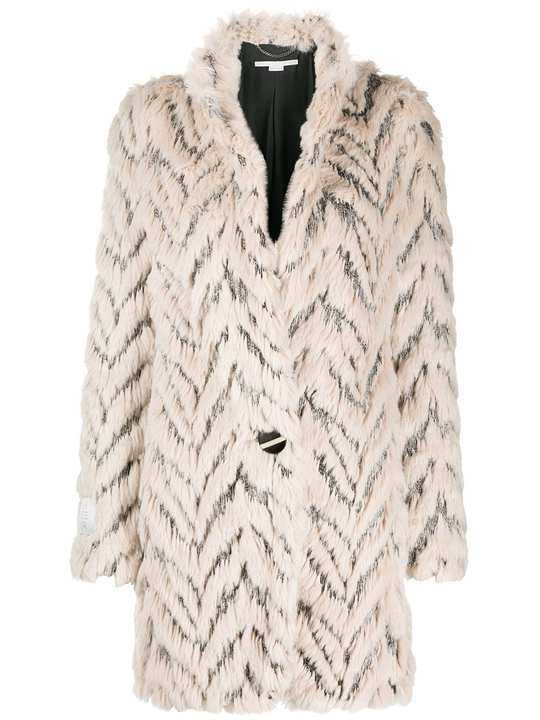 Fur Free Fur chevron-stripe coat展示图