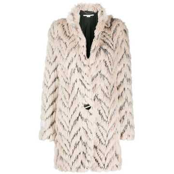 Fur Free Fur chevron-stripe coat