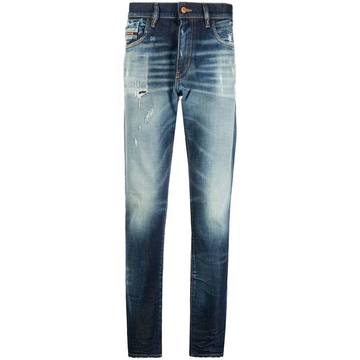 straight-leg faded jeans