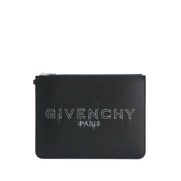 logo-print clutch bag