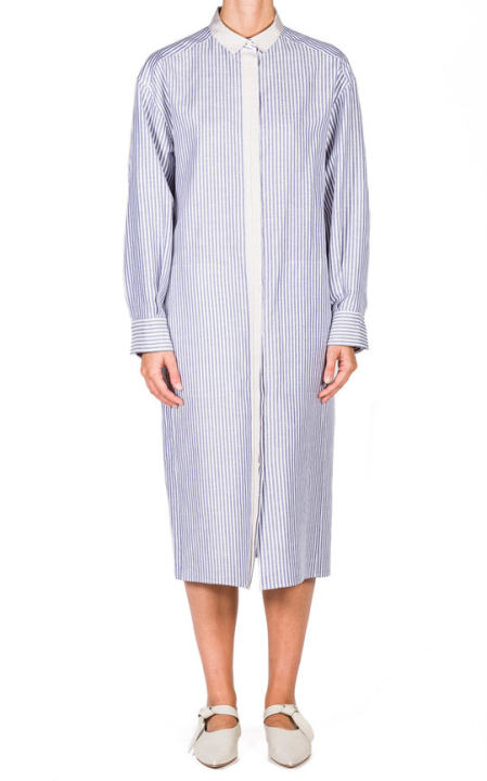 Striped Cotton-Linen Shirt Dress展示图