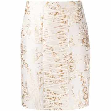 damask jacquard fitted skirt