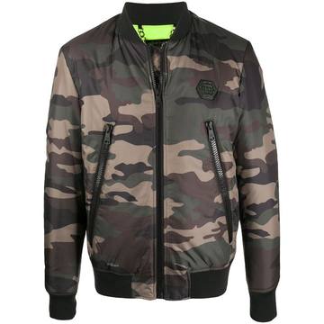 camouflage-print bomber jacket