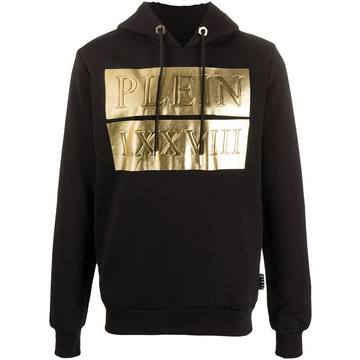 metallic logo hoodie