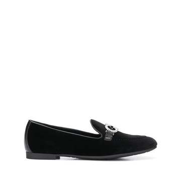 crystal embellished logo loafers