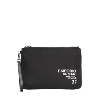 logo print zip-up clutch bag