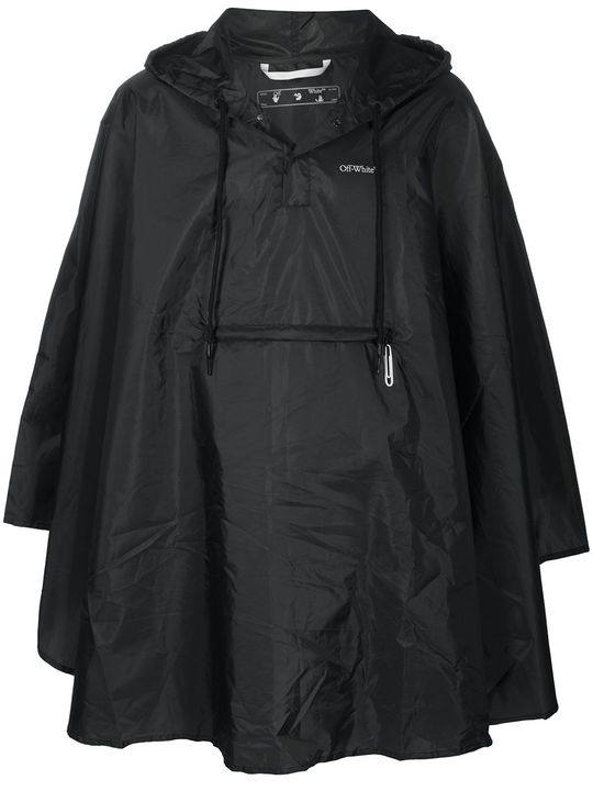 logo-print cape-style raincoat展示图