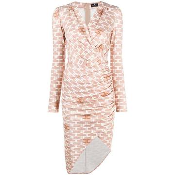 logo print wrap dress