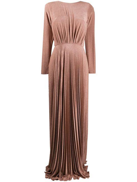 pleated metallic evening dress展示图