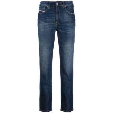 slim-fit stonewashed jeans