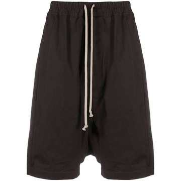 drop-crotch drawstring shorts