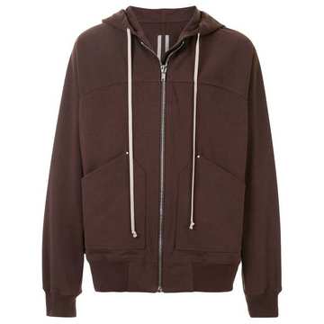 zipped drawstring hoodie