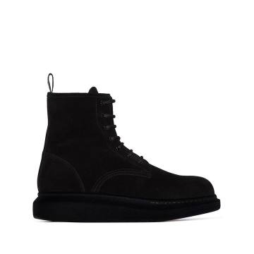 black suede lace-up boots
