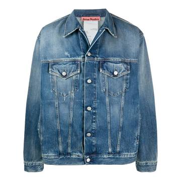 distressed finish denim jacket