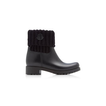 Ginette Knit-Trimmed Leather Boots