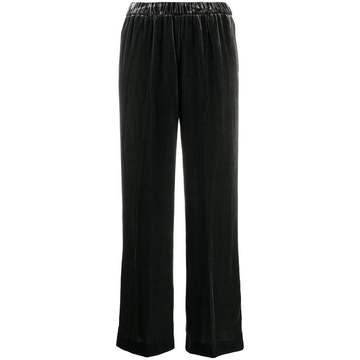 high-waisted velvet trousers