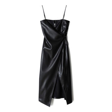 Anubi Faux-Leather Wrap Dress