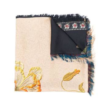 all-over floral embroidered scarf