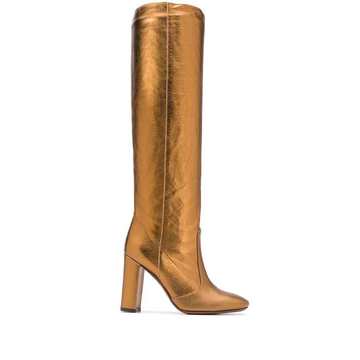 metallic knee-length boots