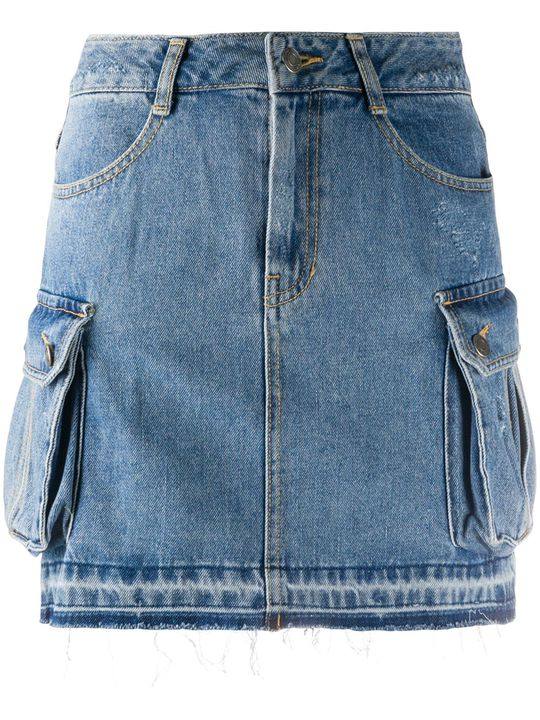 cargo-pocket denim skirt展示图